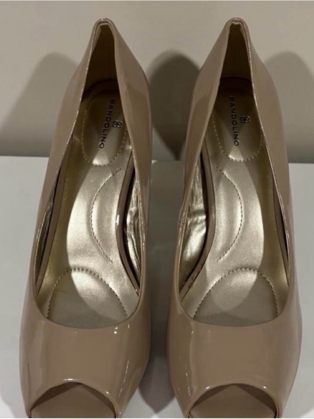 Valentino Nude Patent Peep-Toe Pumps
